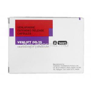 Venlift OD-75, Generic Effexor XR, Venlafaxine, 75 mg, Box