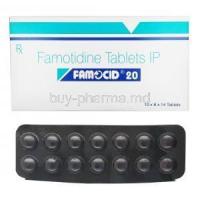 Famocid, Famotidine 20mg box and tablet
