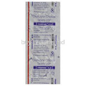 Tropan 2.5, Generic Ditropan, Oxybutynin Chloride 2.5mg Tablet Blister Pack Information