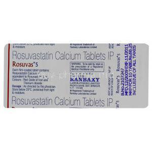 Rosuvas, Generic Crestor, Rosuvastatin 5 mg Packaging