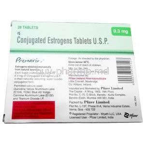 Premarin, Conjugated Estrogen 0.3mg, 28 tablets, Pfyzer, Box information (New package)