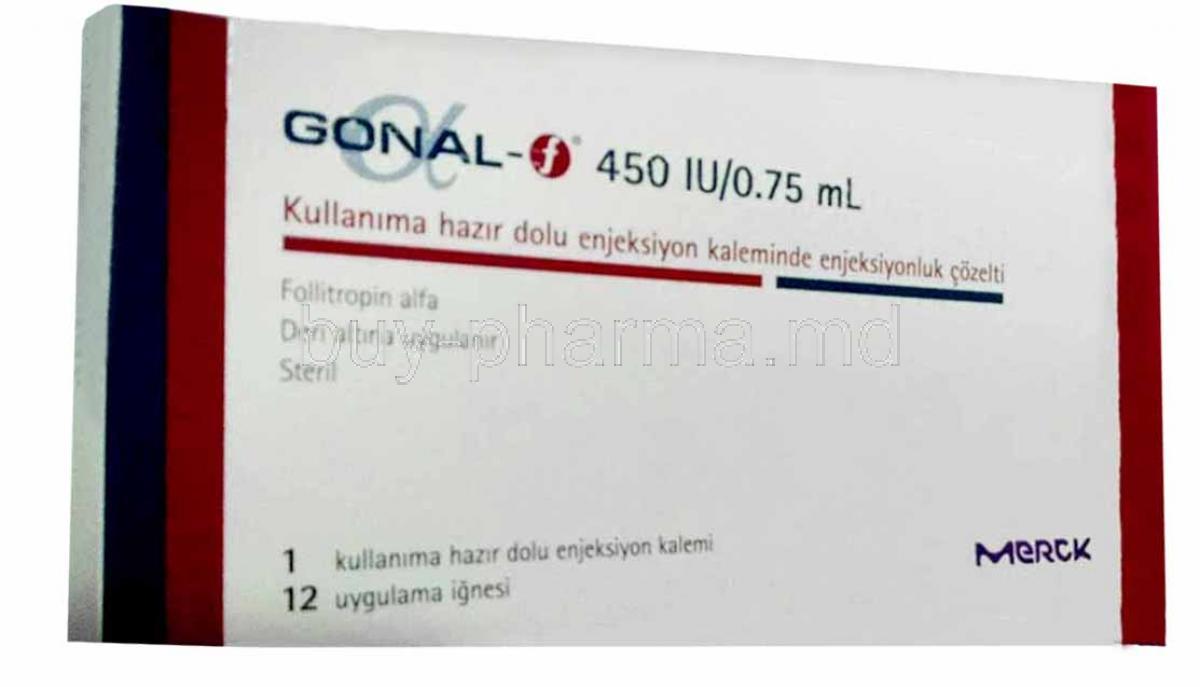 Gonal-F Injection, Follitropin 450 IU, Merck, Box information