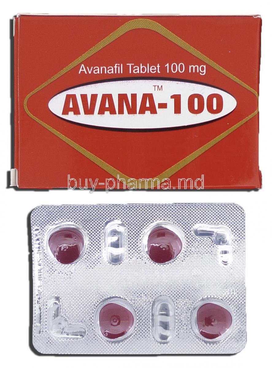 Avana-100,, Avanafil, 100 mg, Tablet