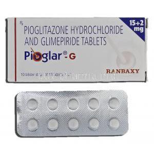 Pioglar-G, Generic Actos GF, Pioglitazone & Glimepiride, 15mg & 2mg, Tablet