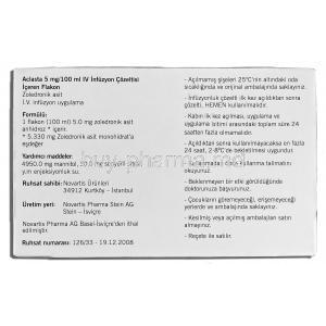 Aclasta, 5mg 100ml Injection, Box Description