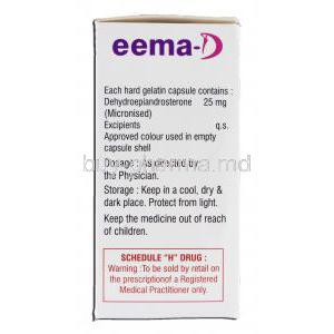 Eema-D, Dehydroepiandrosterone, 25mg, Box description