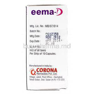 Eema-D, Dehydroepiandrosterone, 25mg, Corona Remedies manufacturer