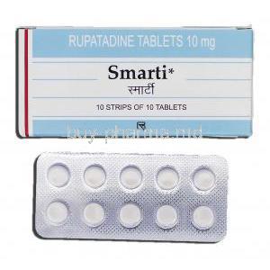 Smarti, Generic Ralif Rupafin, Rupatadine 10mg Tablet and Box