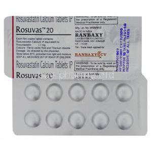 Generic  Crestor, Rosuvastatin 20 mg blister pack