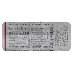 Generic  Zetia, Ezetimibe 10 mg blister behind