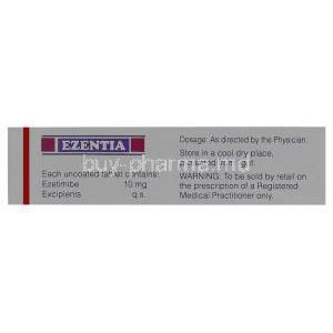 Generic  Zetia, Ezetimibe 10 mg box warning