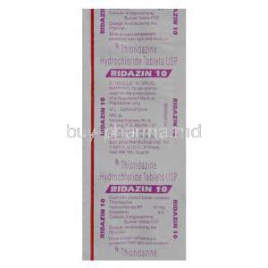 Ridazin 10, Generic Mellari, Thioridazine Hydrochloride 10mg Tablet Blister Pack Information