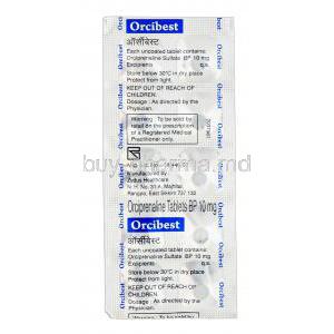 Orcibest, Generic Metaproterenol, Orciprenaline Sulphate 10 mg packaging