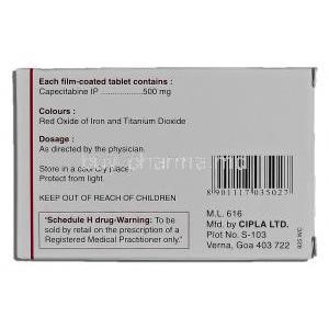 Capegard, Capecitabine 500mg Box Description