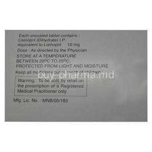 Generic Prinivil, Lisinopril 10 mg Listril torrent Manufacturer info