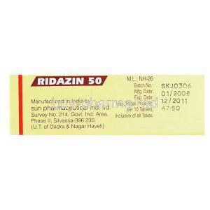 Ridazin, Thioridazine 50mg Manufacturer Information