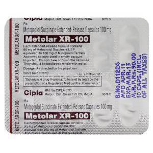 Generic  Toprol-XL, Metoprolol XR  100 mg  information