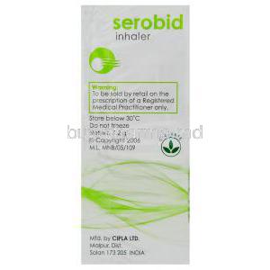 Serobid, Salmeterol Xinafoate 25 mcg Inhaler Cipla Manufacturer info