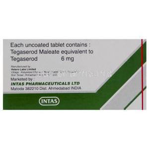 Tagon Generic Zelnorm, Tegaserod Maleate 6mg Tablet box information