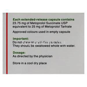 Metolar Metoprolol XR 25 mg Tablet composition