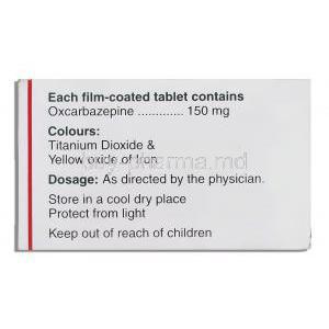 Oxcarb, Oxcarbazepine Tablet box composition