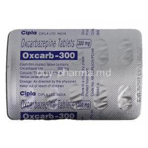 Oxcarb, Oxcarbazepine, 300 mg, Strip description