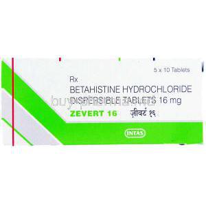 Zevert, Generic  Serc, Betahistine Dispersible 16 mg Tablet Intas