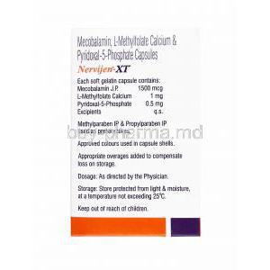 Nervijen-XT, L-Methylfolate, Pyridoxine and Methylcobalamin composition