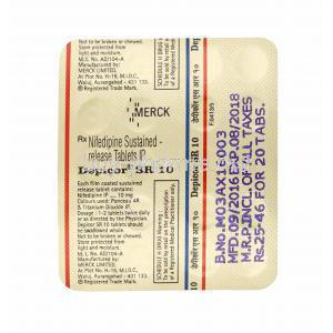 Depicor, Nifedipine 10mg tablets back