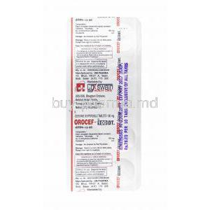 Orocef, Cefixime 100mg tablets back