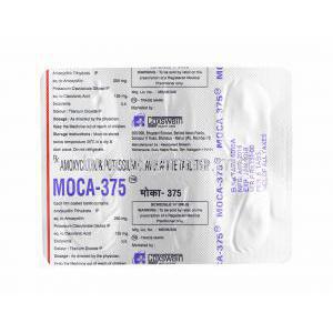 Moca, Amoxicillin and Clavulanic Acid tablets back