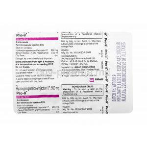 Pro-9 Injection, Hydroxyprogesterone tablets back