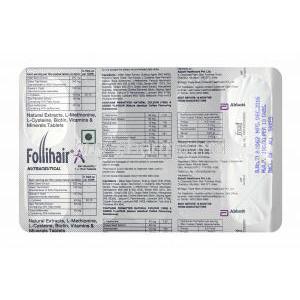 Follihair A tablets back