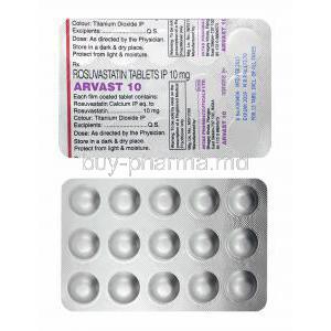 Arvast, Rosuvastatin 10mg tablets