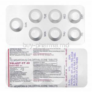 Telast CT, Telmisartan and Chlorthalidone 40mg tablets