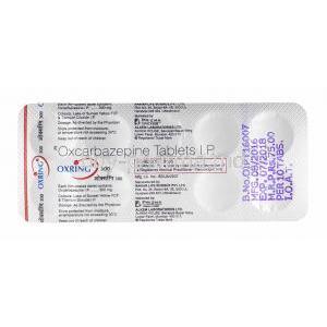 Oxring, Oxcarbazepine 300mg tablets back