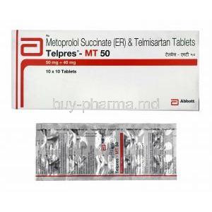 Telpres-MT, Telmisartan and Metoprolol Succinate 50mg box and tablets