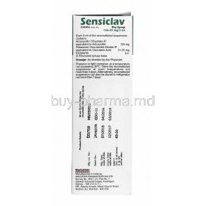 Sensiclav Dry Syrup, Amoxicillin and Clavulanic Acid composition