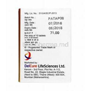 Combipara-SP, Aceclofenac and Paracetamol box side