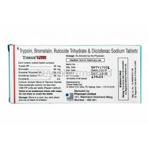 Thrize Plus Trypsin, Bromelain, Rutoside and Diclofenac composition