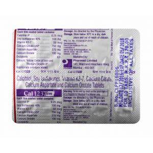 Cal 123 Fem tablets back