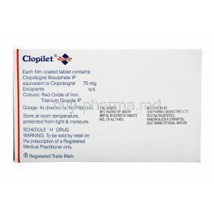 Clopilet, Clopidogrel 75mg composition