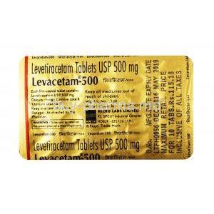 Levacetam, Levetiracetam 500 mg, Tablet, Sheet information