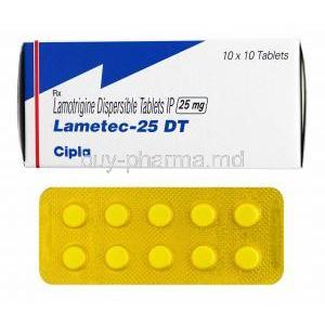 Lametec, Lamotrigine 25mg box and tablets