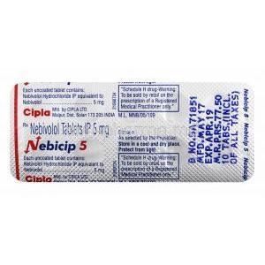 Nebicip, Nebivolol 5mg tablets back