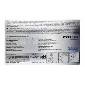 PYO Clean OTO, Pipette 5ml X 10 monodoses, Box information