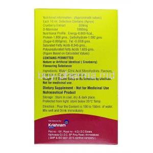 Cran-Active Sachet, Cranberry Extract / D-Mannose composition