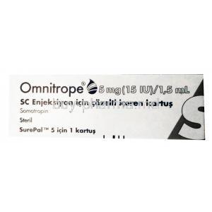 Omnitrope Injection, 5mg/1,5ml (15IU),Sandoz , Box side presentation