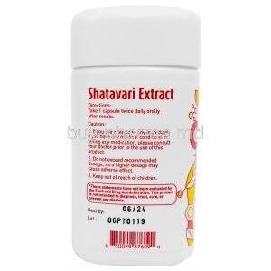 Shatavari Extract, 500mg,60caps, Gurusolve Naturals Inc, Bottle information, Exp date