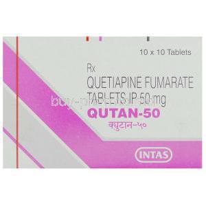 Qutan, Generic Seroquel,  Quetiapine  50 Mg Box